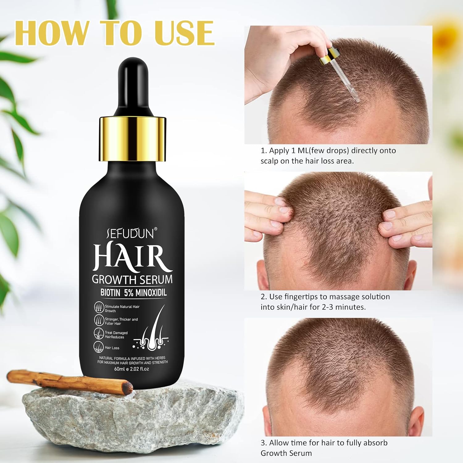 2Pack 5% Minoxidil Hair Growth Serum H9350