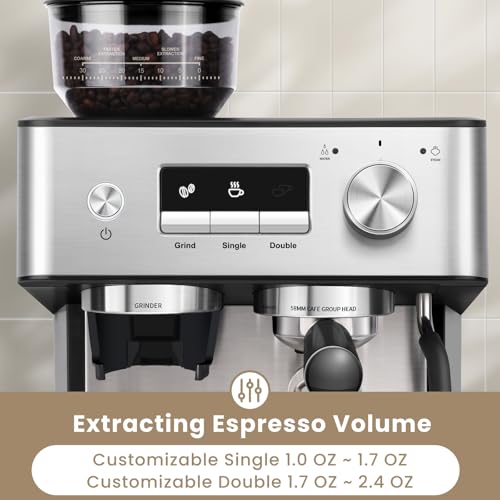 20 Bar Espresso Machine with Grinder & Milk Frother F8386