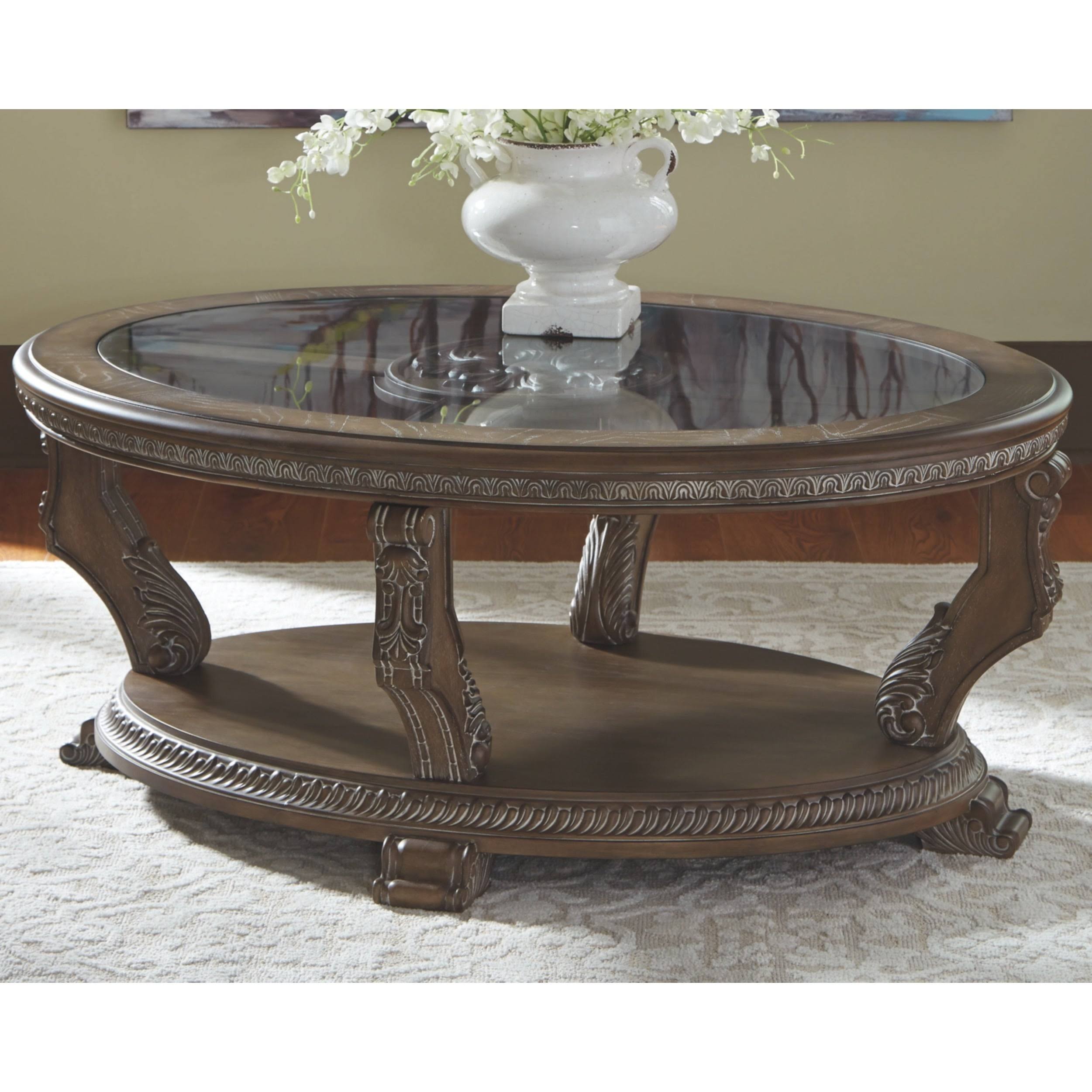 Brown Oval Cocktail Table D247915