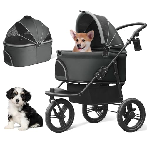 Black 3 in 1 Pet Stroller with Removable Carrier L264