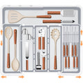 Grey Expandable Silverware Organizer with 9 Compartments S800
