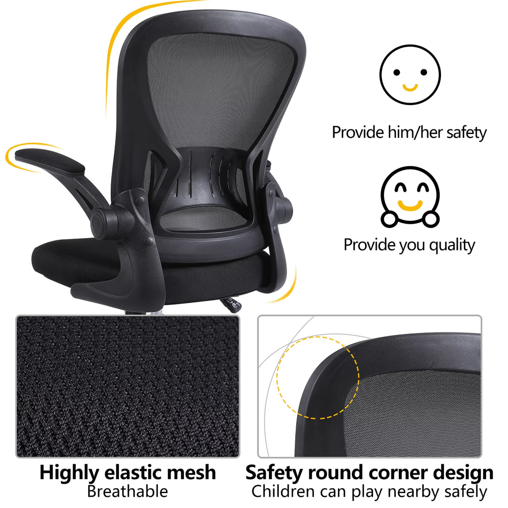 Black Mesh Ergonomic Office Chair with Lumbar Support W802