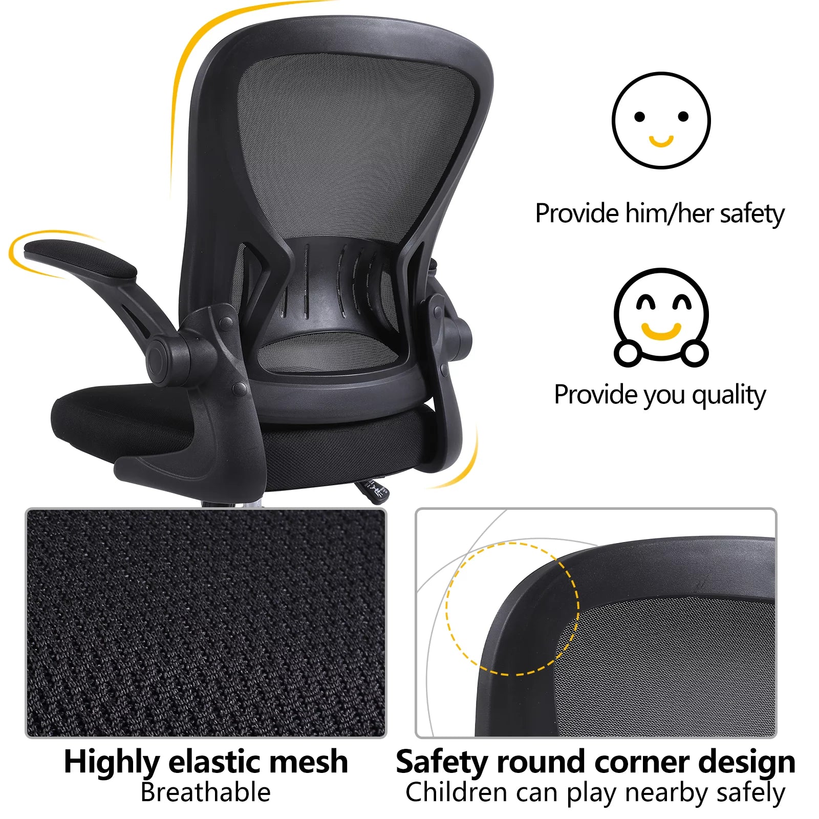 Black Mesh Ergonomic Office Chair with Lumbar Support W802