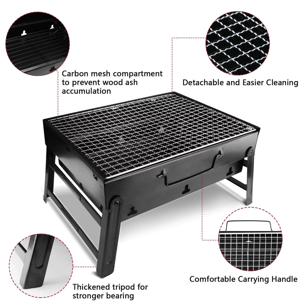 13.7" Foldable Stainless Steel Charcoal Grill I69334