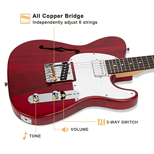 Transparent Wine Red Semi-Hollow Electric Guitar with Rosewood Fingerboard S114