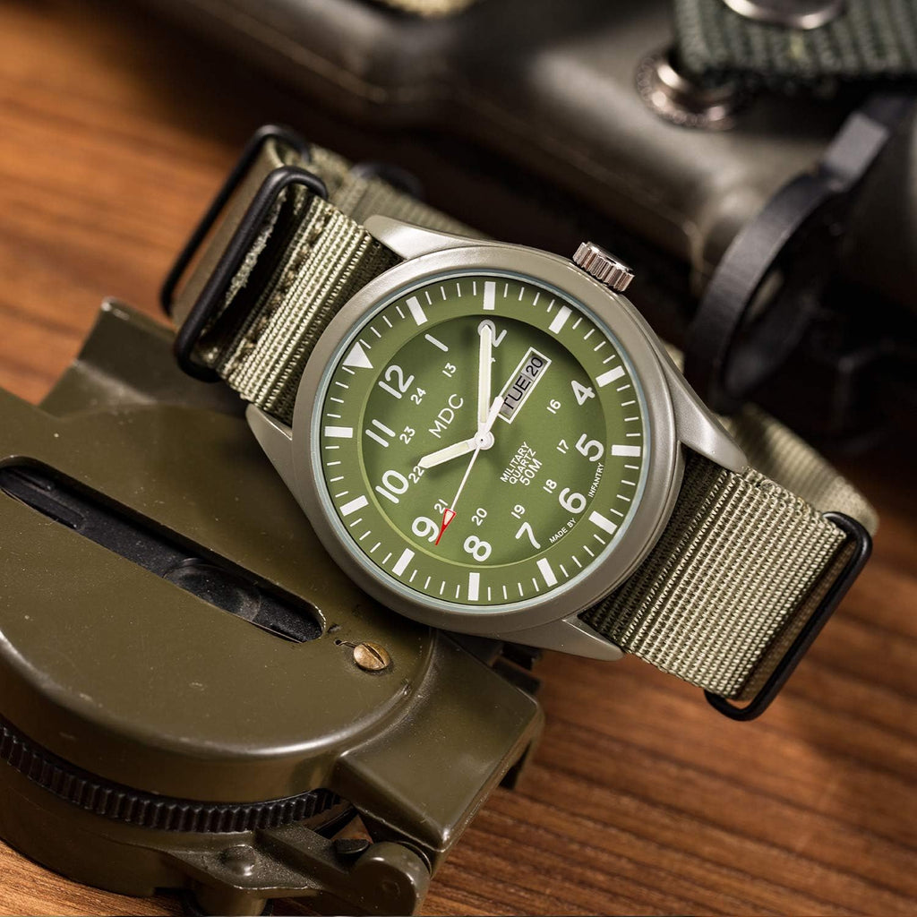 Army Green Analog Quartz Wrist Watch with Nylon Band F245317