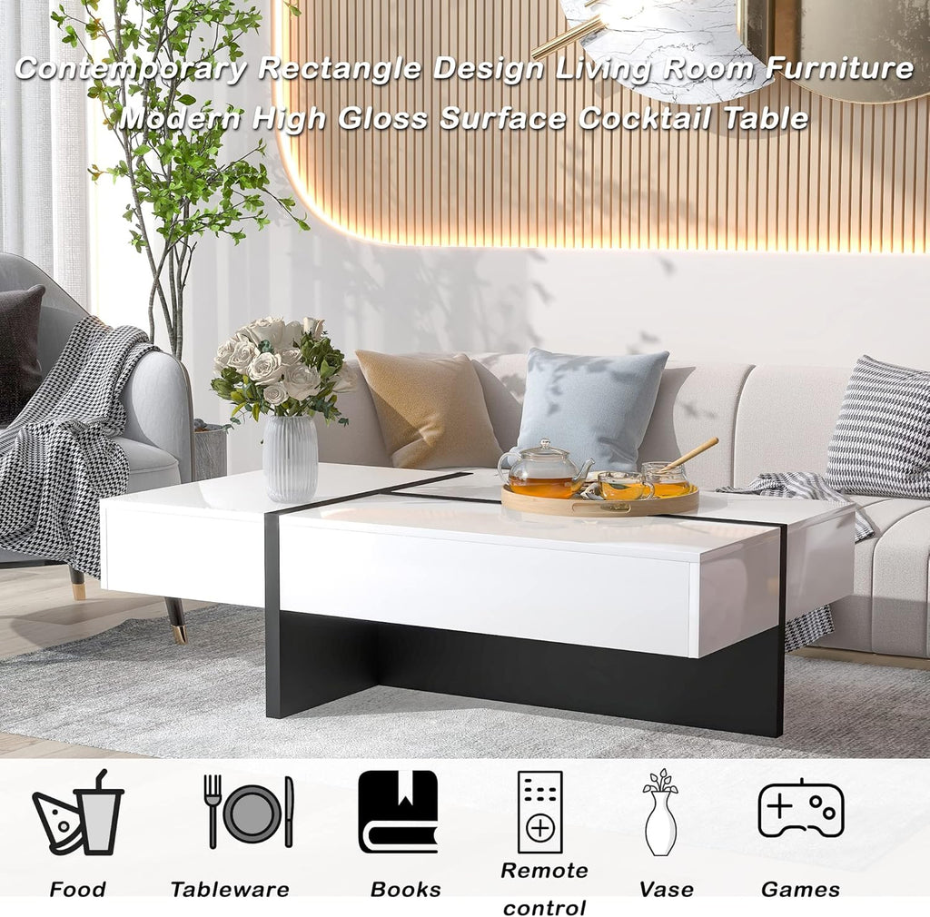 White and Black Rectangle Coffee Table U9073