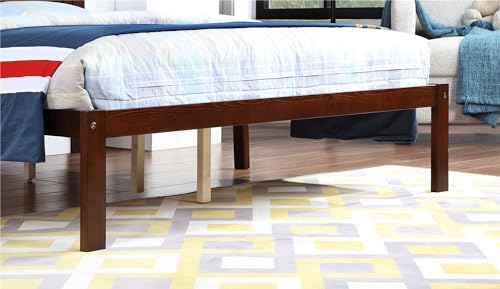 Grey Twin Solid Pine Wood Platform Bed Frame with Headboard W578985