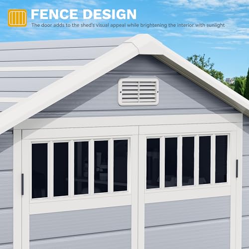 Gray Resin Storage Shed with Lockable Door T7408