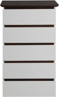 White 5 Drawer Dresser with Wood Color Top Z64427