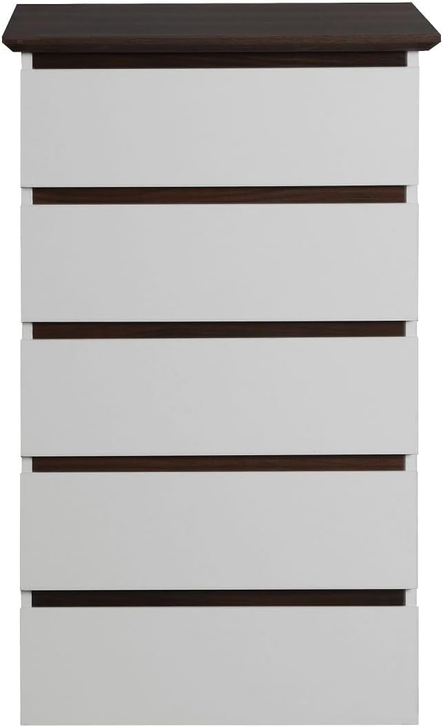 White 5 Drawer Dresser with Wood Color Top Z64427