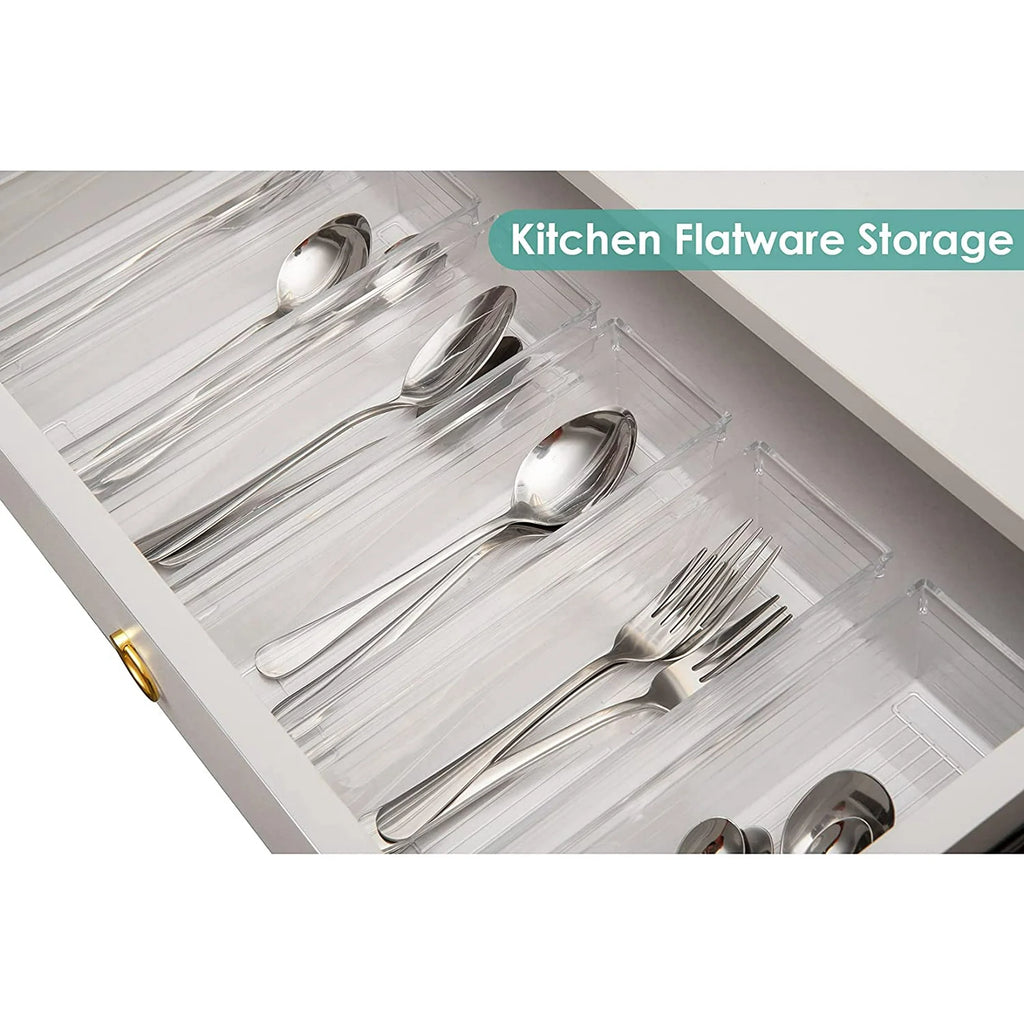 Set of 8 Clear Plastic Drawer Organizer Tray J65922
