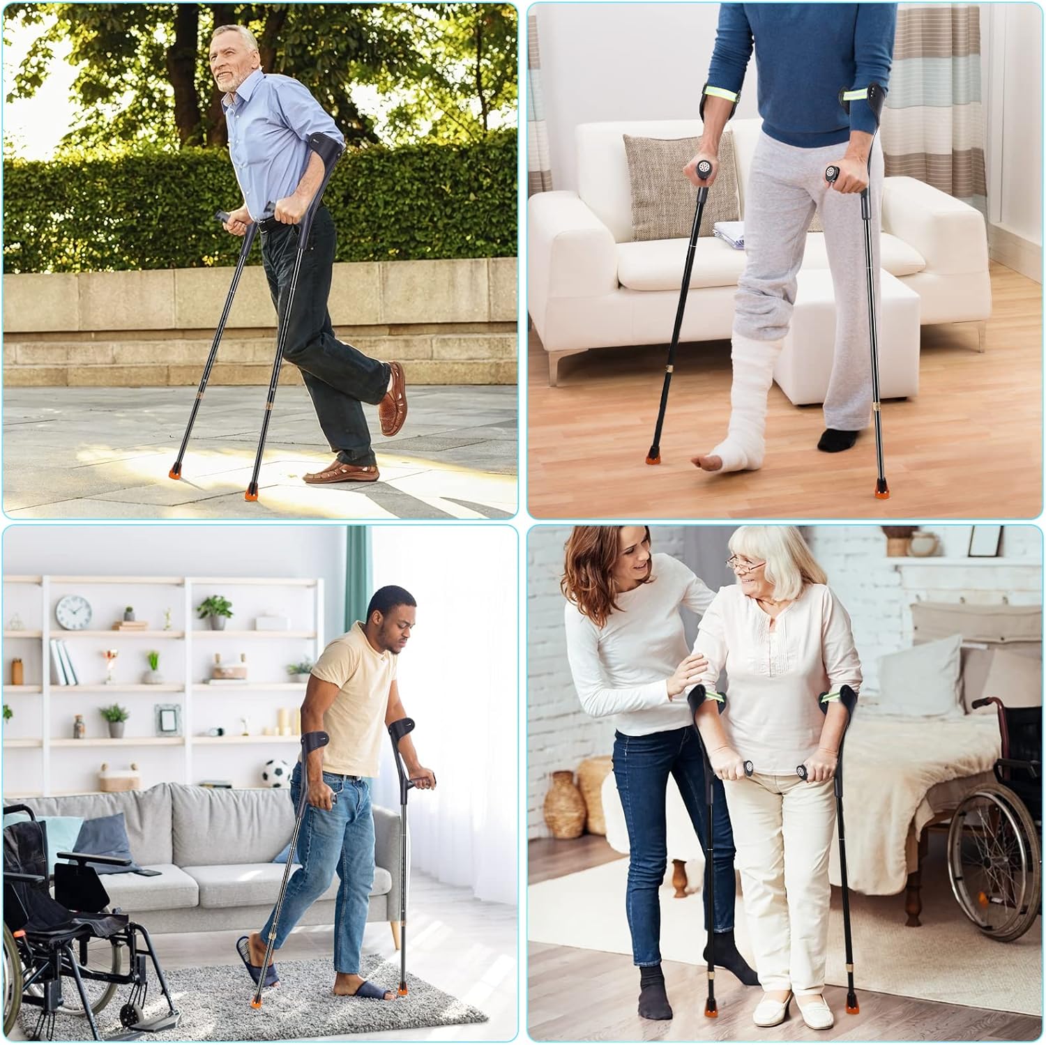 Red Lightweight Adjustable Forearm Crutches W43361
