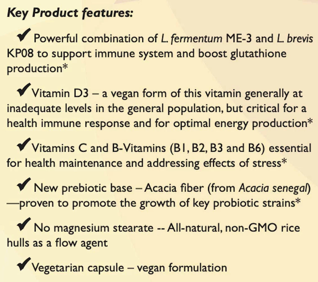 Reg'Activ Immune & Vitality with Lactobacillus fermentum ME-3, brevis KP08, Vegan Vitamin D3 and Vitamins C and B-Vitamins (B1, B2, B3 and B6) H8739