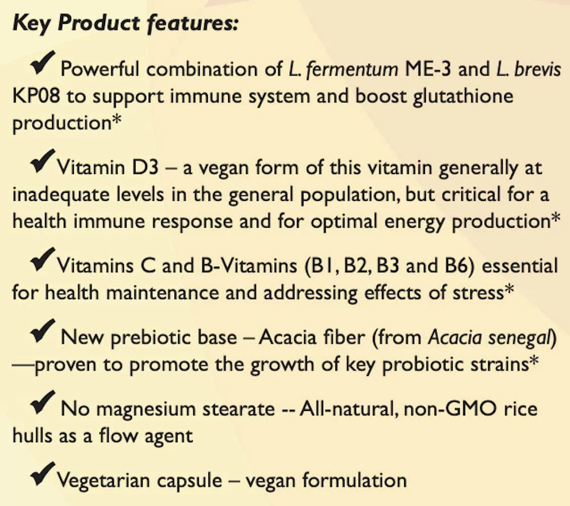 Reg'Activ Immune & Vitality with Lactobacillus fermentum ME-3, brevis KP08, Vegan Vitamin D3 and Vitamins C and B-Vitamins (B1, B2, B3 and B6) H8739