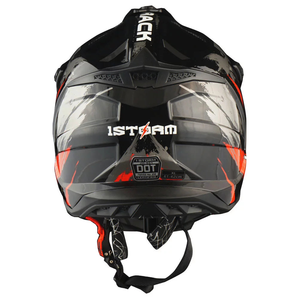 Track Red Motocross Helmet with Goggles and Glove Bundle G3578