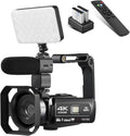 4K 48MP 3.0 Inch IPS Touch Screen Camcorder with Microphone and 2 Batteries (Black) G724213