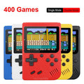 Red mini handheld electronic game console with 3.0-inch color LCD, built-in 400 games O266980