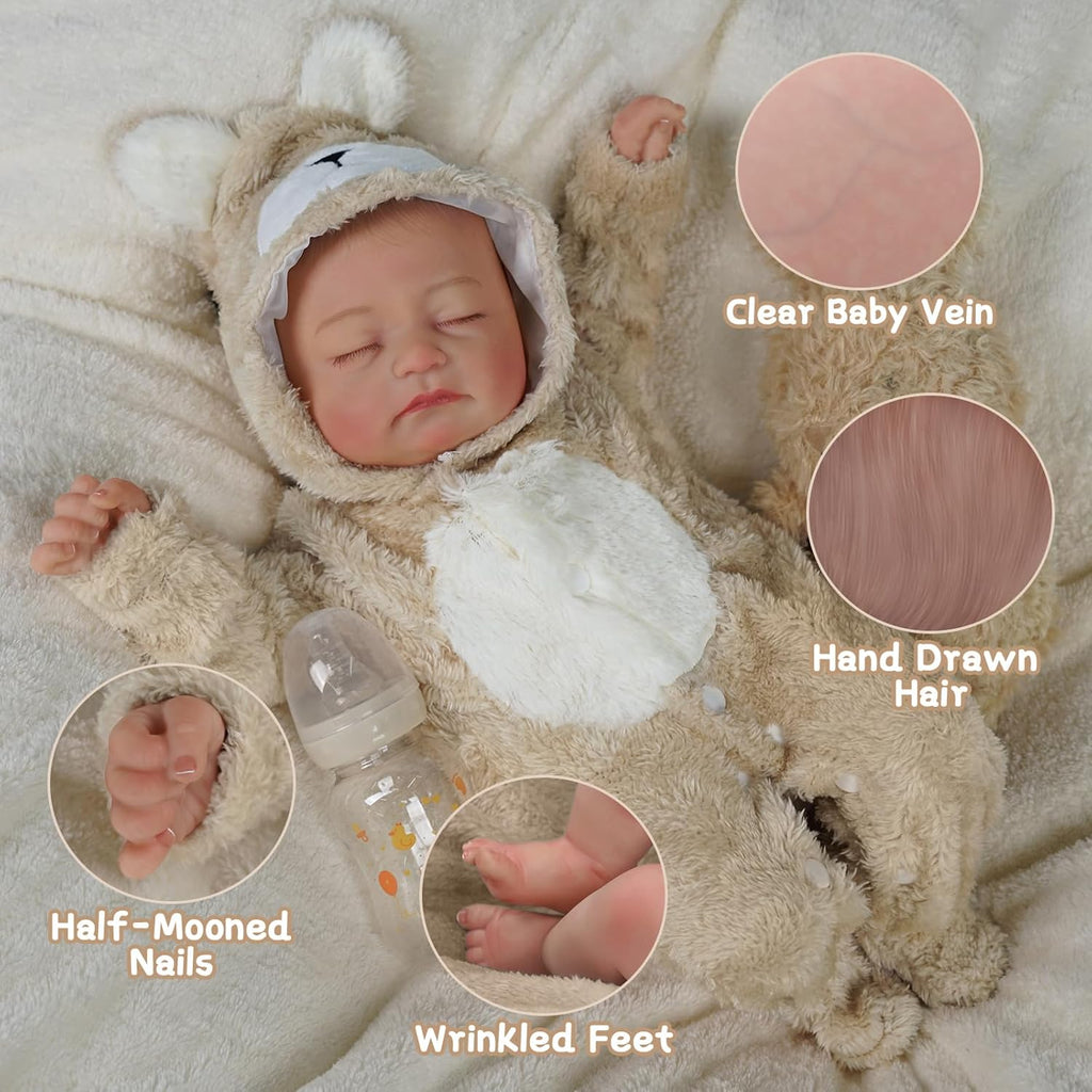20 inch Soft Body Realistic Newborn Baby Dolls with Feeding Kit & Clothes Accessories L14988