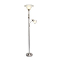 2 Light Torchiere Floor Lamp with White Marble Glass, Brushed Nickel G15322