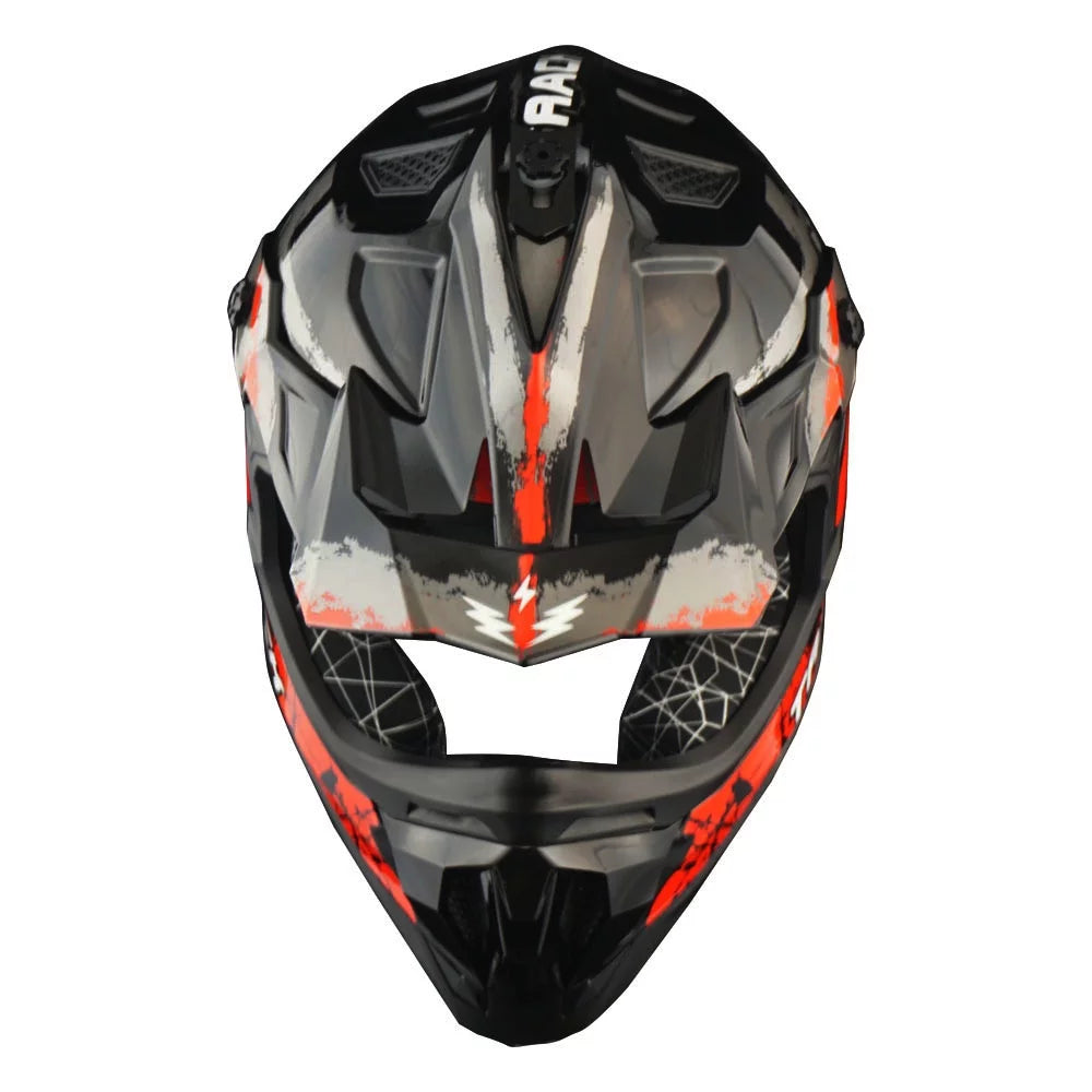 Track Red Motocross Helmet with Goggles and Glove Bundle G3578