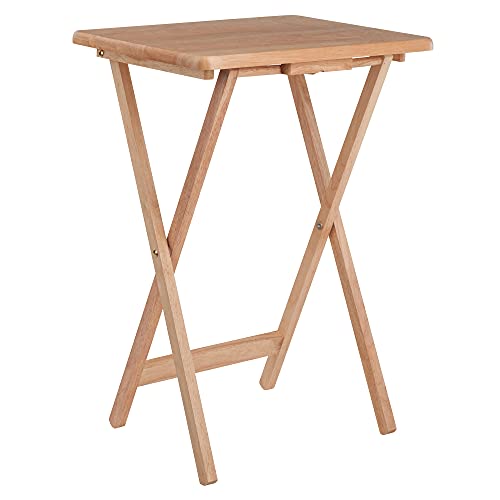 Set of 2 Foldable Snack Tables, 26", Natural H3699