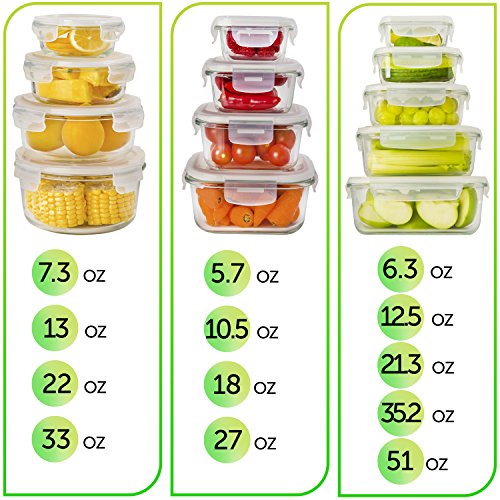 13 Pack Glass Meal Prep Containers with Lids G171800