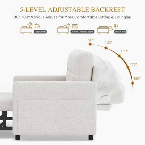 Grey 3-in-1 Convertible Sofa Bed with Pull-Out Bed T49148