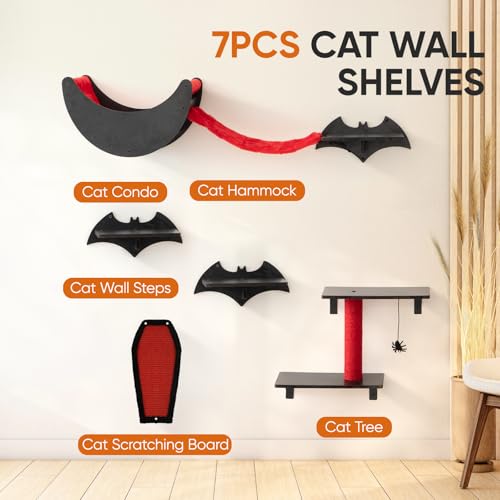 7pcs Wall-Mounted Cat Shelves Set with Scratching Board P407