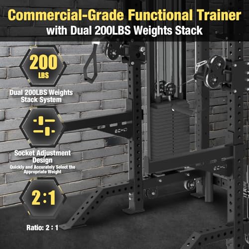 Commercial Functional Trainer Cable Machine with Dual Weight Stacks D978652