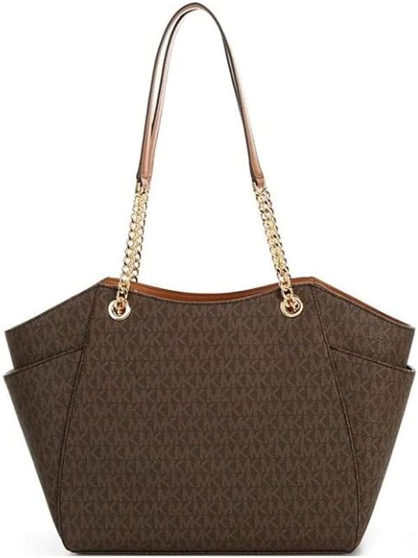 Brown Large Chain Shoulder Tote L6491