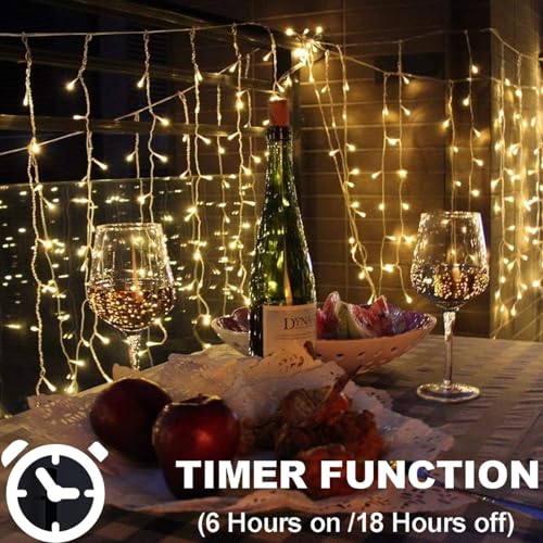 400 LED Curtain Fairy Lights 6.6Ft x 6.6Ft with Remote W14102