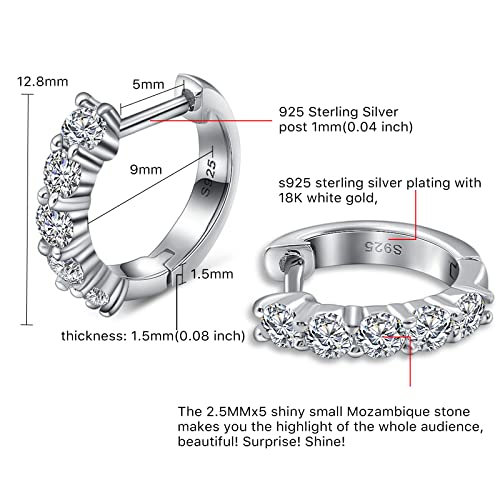 Moissanite Hoop Earrings, Sterling Silver Earrings Plated 18K White Gold J39647