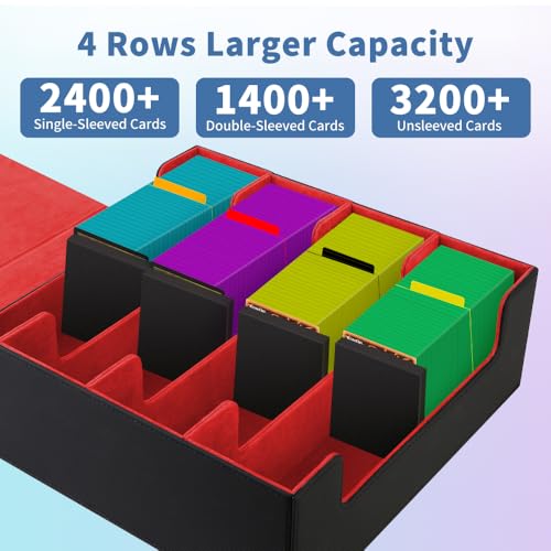 Trading Card Storage Box 4Rows, 3200+ Cards, with 24 Dividers & 4 Foam Stoppers W518