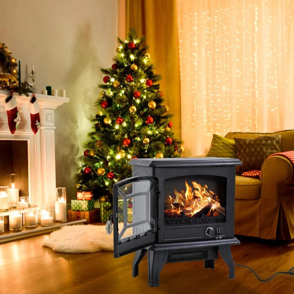 Black Electric Fireplace Heater Stove 1500W W656