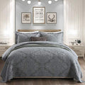 Oversized King 3-Piece Cotton Reversible Embroidered Quilted Bedding Set with Shams L534276