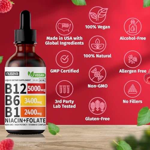 (2 Pack) Vitamin B12 Liquid Drops, 5000 mcg with Vitamin B6, 80 Servings N611550