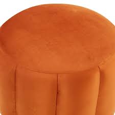 Purple Round Velvet Ottoman with Gold Base E5490