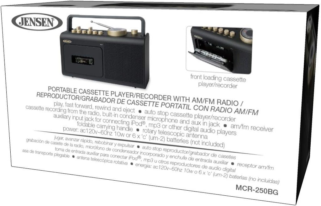 Portable Boombox AM/FM Radio & Tape Cassette Player with Aux Input & Built in Speakers X630070
