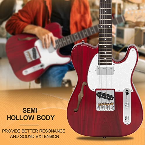 Transparent Wine Red Semi-Hollow Electric Guitar with Rosewood Fingerboard S114