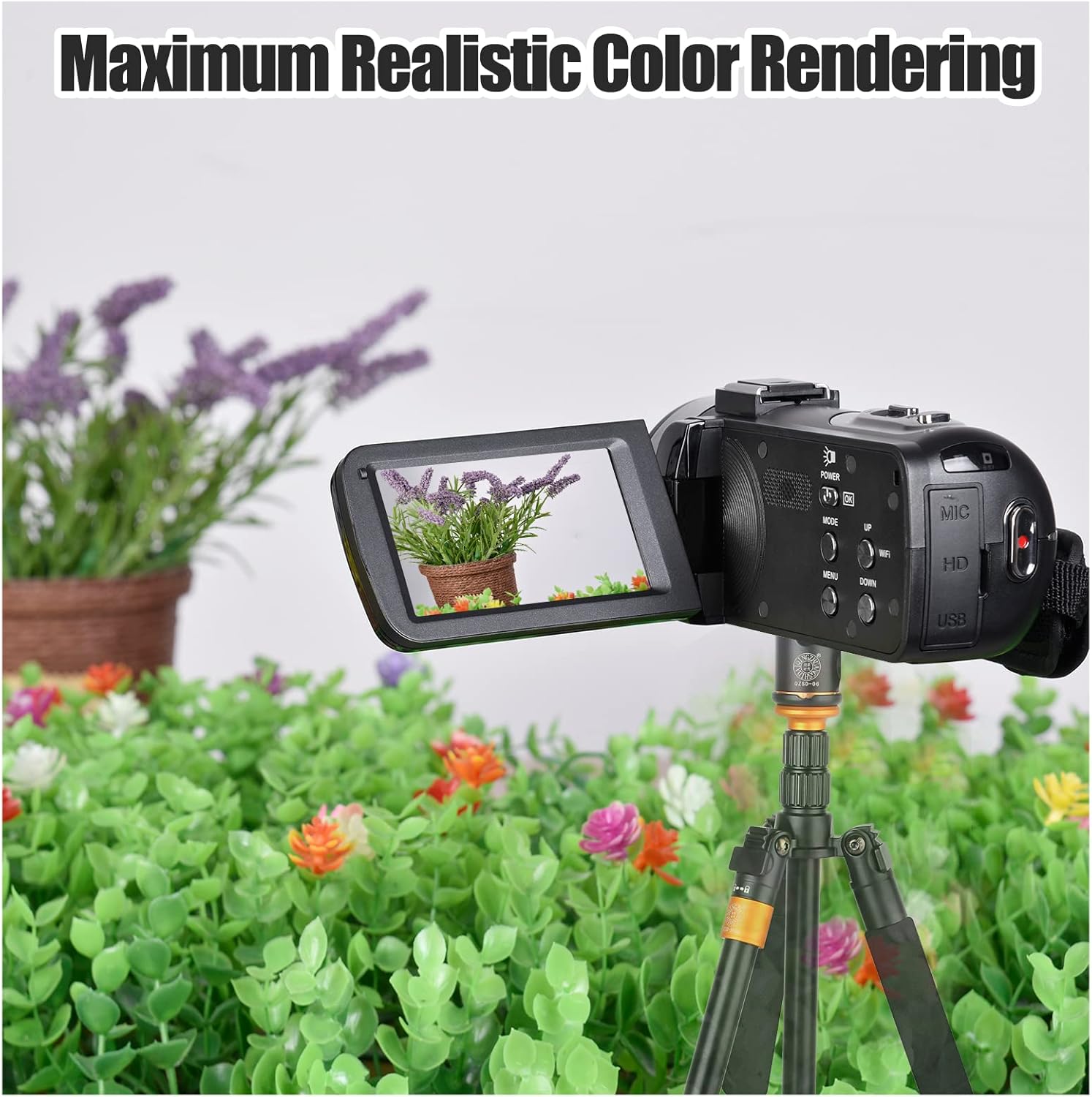 4K 48MP 3.0 Inch IPS Touch Screen Camcorder with Microphone and 2 Batteries (Black) G724213