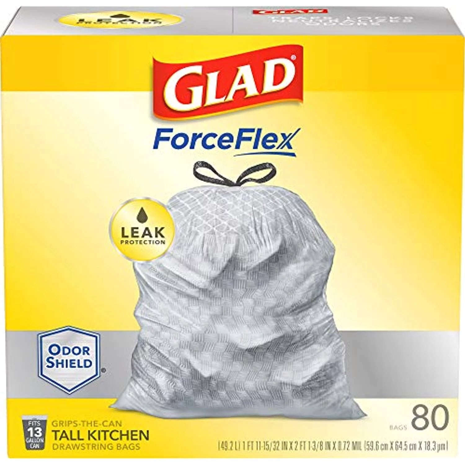 Tall Kitchen Drawstring Trash Bags 13 Gallon Grey Unscented 80 Count E924648