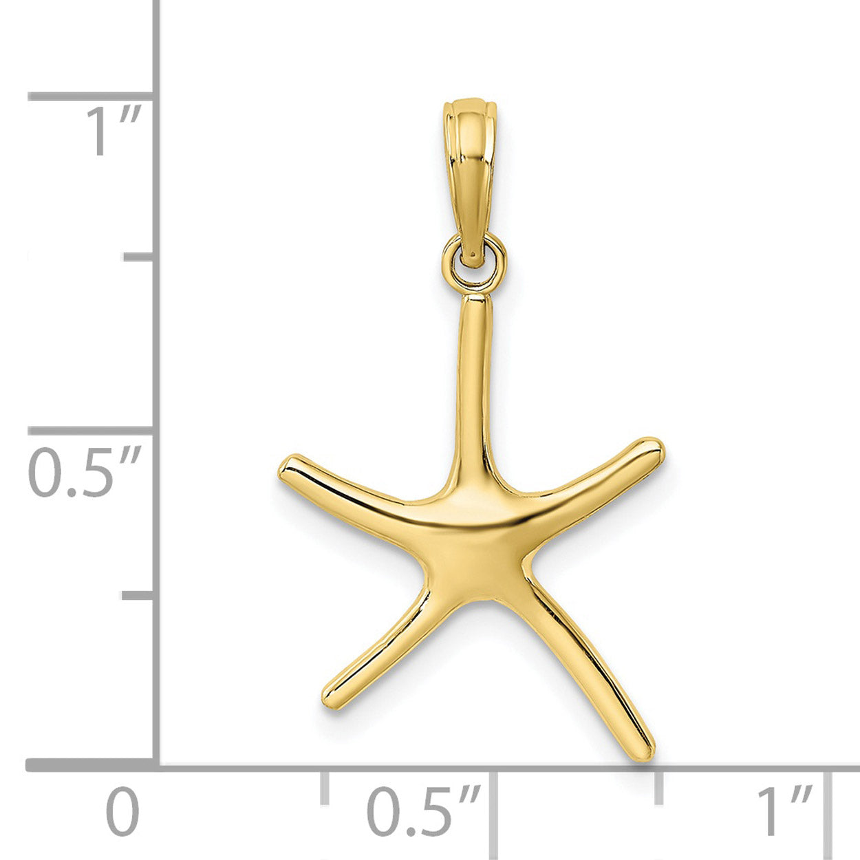 10K Yellow Gold Starfish Pendant Charm with 14K Yellow Gold Rope Chain Necklace 16'' B574321