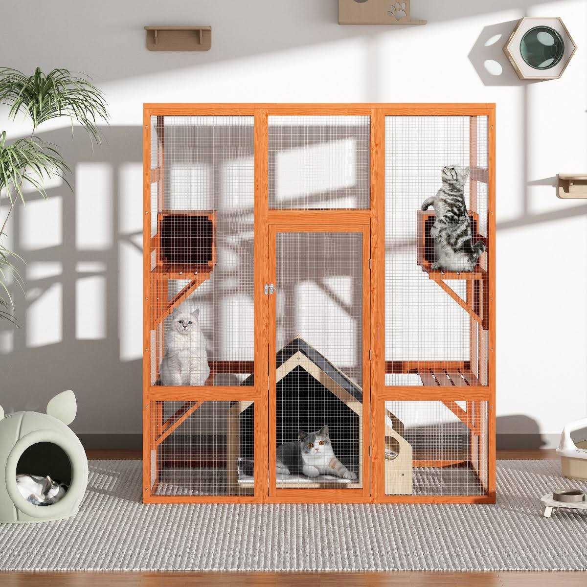 Large Wooden Cat House Catio Enclosure T2939