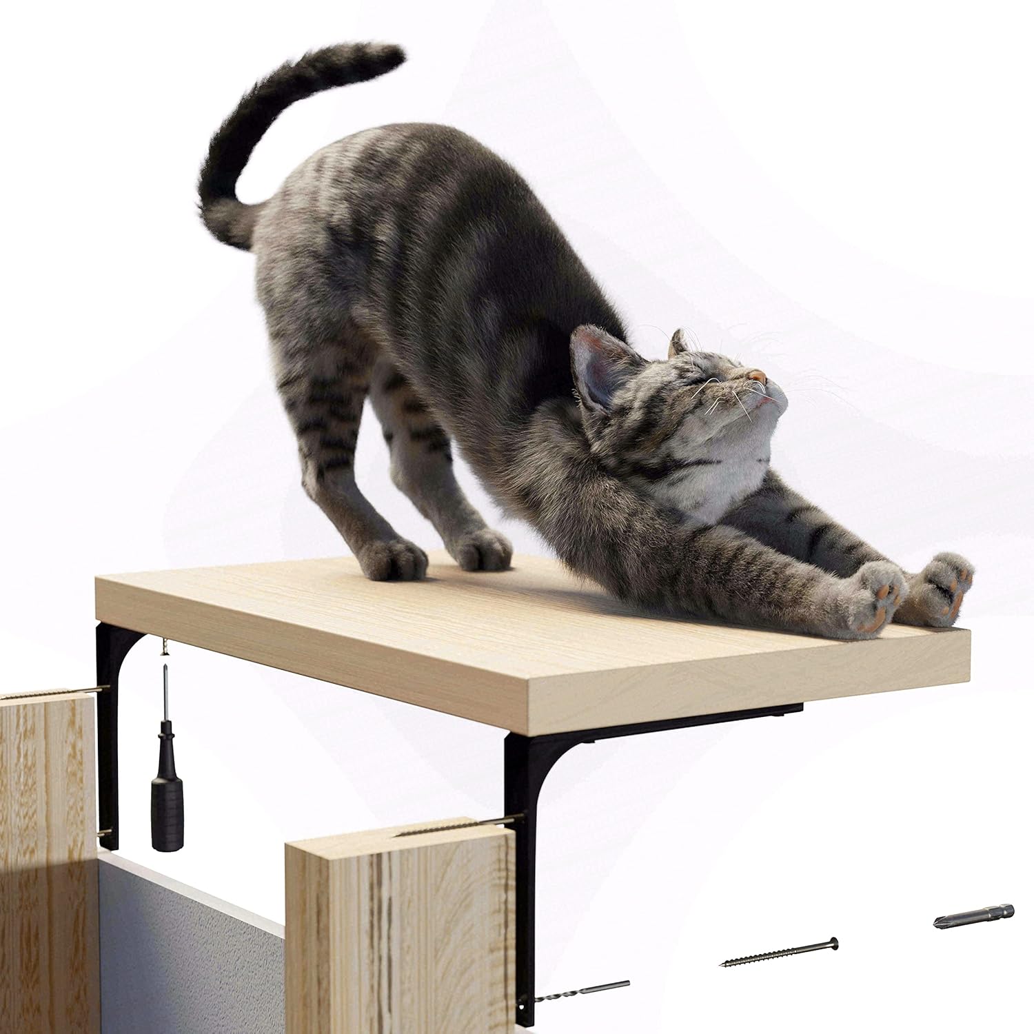 Cat Shelf Wall Furniture, 45-lb-tested-capacity, 16.75 x 10 x 1 in Wood Cat Tree, 1 pc. X406996