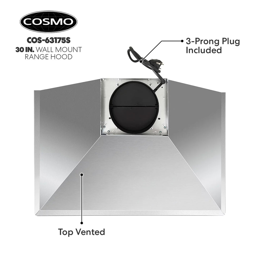 Stainless Steel Ductless Wall Mount Range Hood with LED Lighting and Carbon Filter Kit J7476
