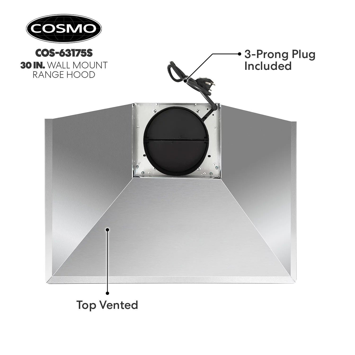 Stainless Steel Ductless Wall Mount Range Hood with LED Lighting and Carbon Filter Kit J7476