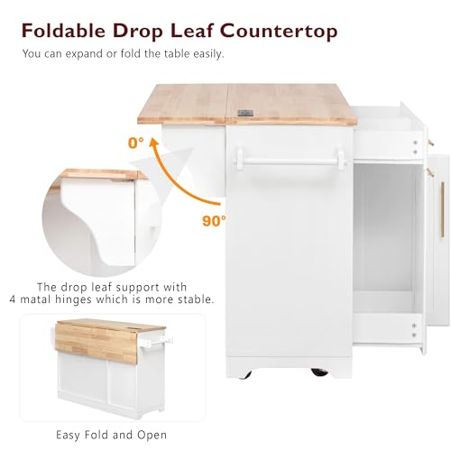 White Kitchen Island with Storage J458