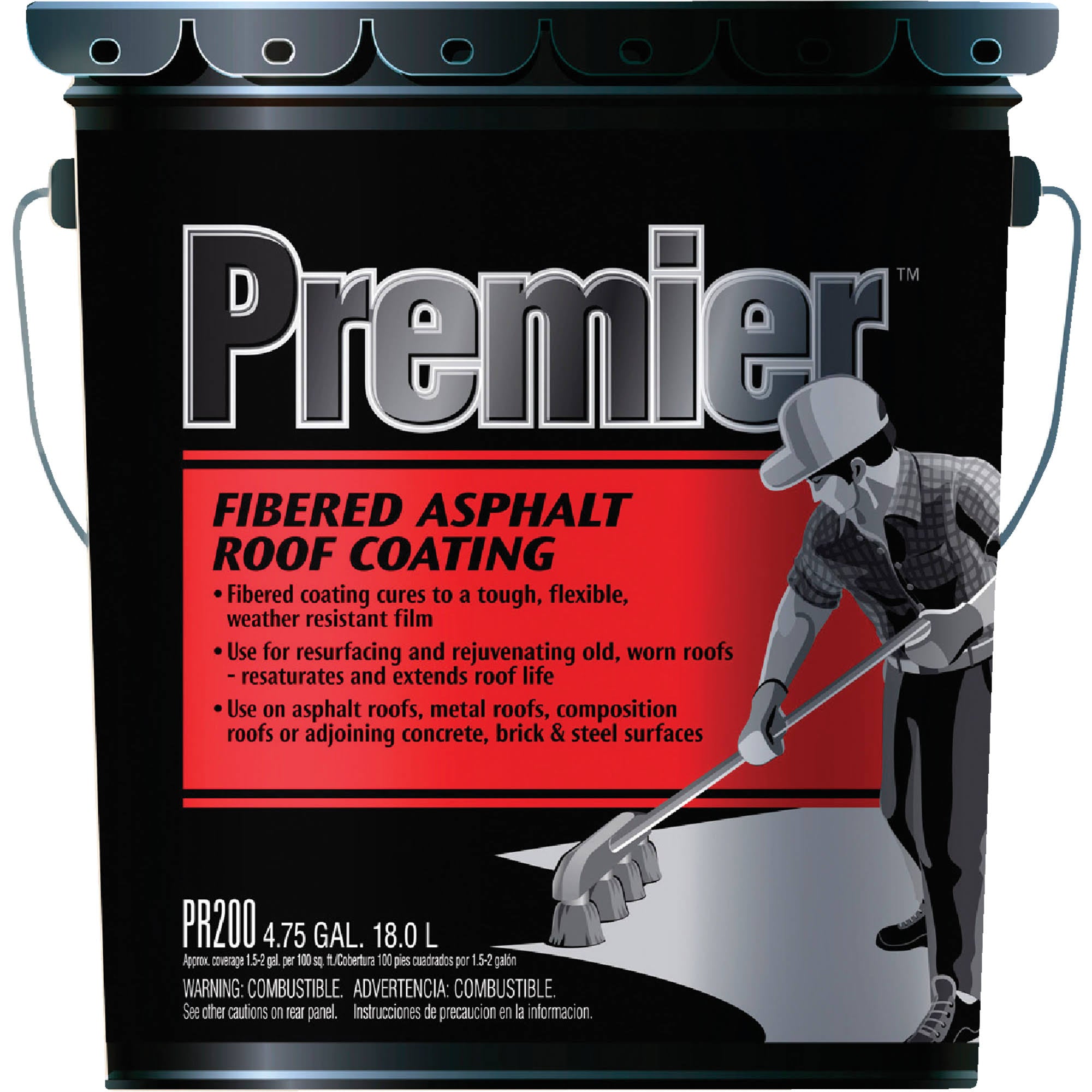 Black Asphalt Roof Coating, 4.75 Gal Pail F813490