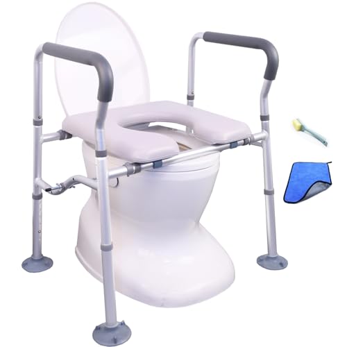 Raised Toilet Seat with Handles up to 450lbs, Wide Padded Elevated Toilet Seat P636
